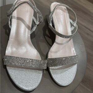 David's Bridal Glittering Silver Heels